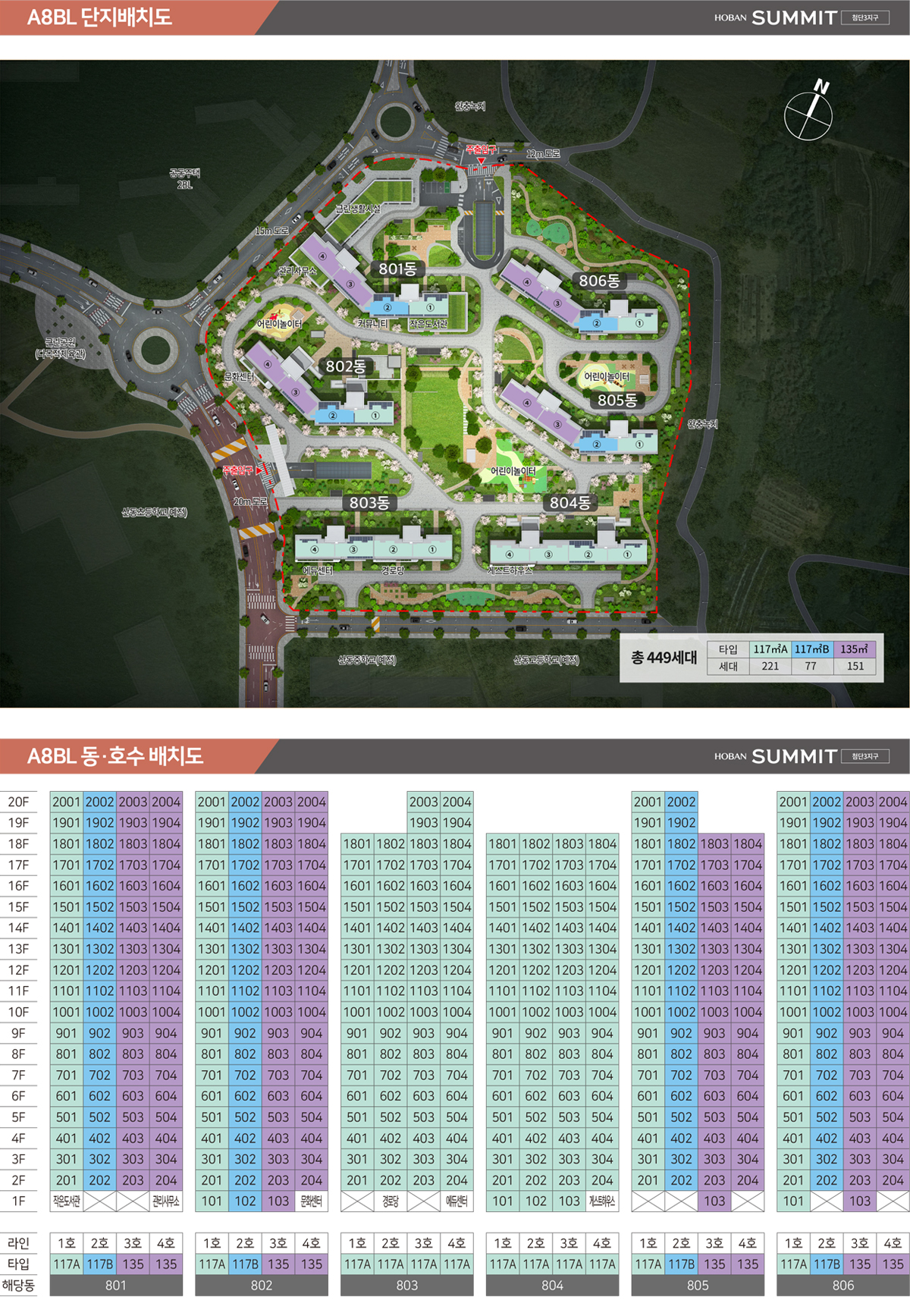단지 및 동호수 배치도(A8BL)